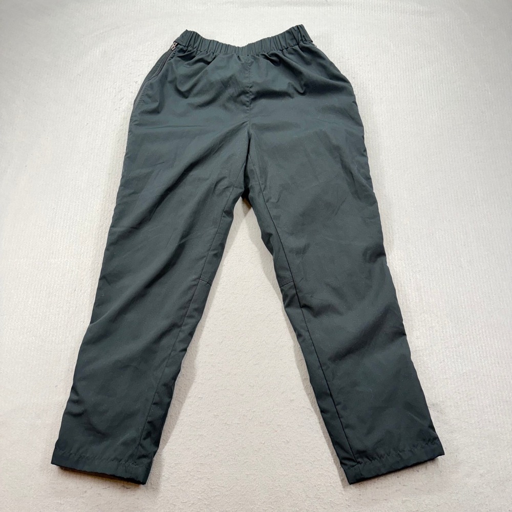 L.L. Bean Track Pants Womens Petite Small Black Mesh Lined Full Leg Zipper